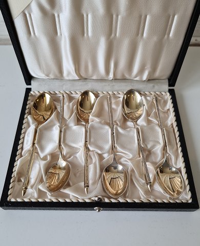 Set of 12 coffee spoons in gold-plated silver from Horsens silverware factory