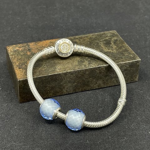 Pandora bracelet with blue pearls