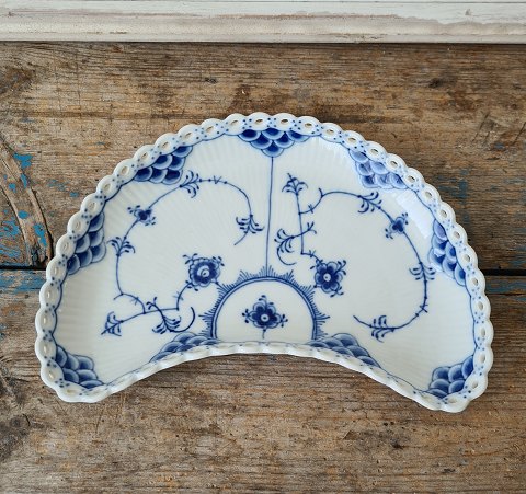 Royal Copenhagen Blue Fluted full lace moon-shaped dish no. 1373