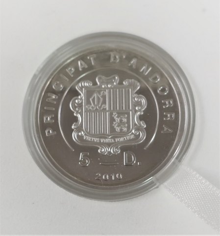 Andorra. Sølv 5 Dinar fra 2010. Brun Bjørn. Proof