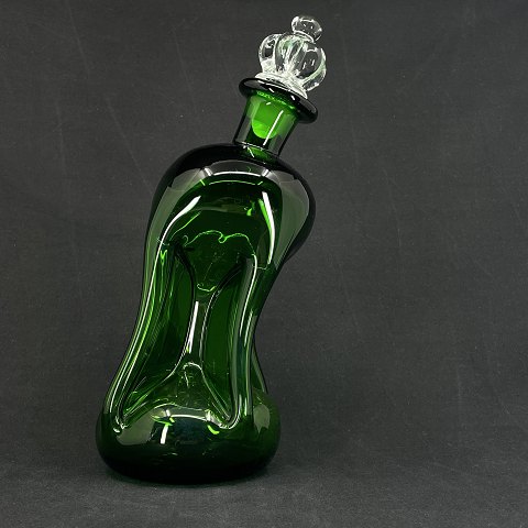 "Træt" grøn klukflaske fra Holmegaard
