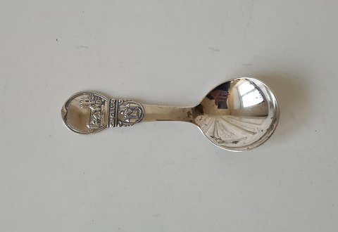 Jam spoon with Slagelse city coat of arms in silver from 1950