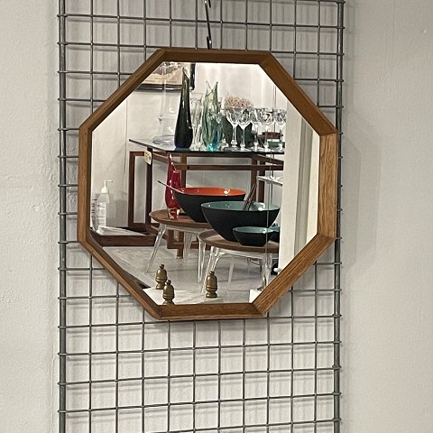 Modern Danish mirror with oak frame