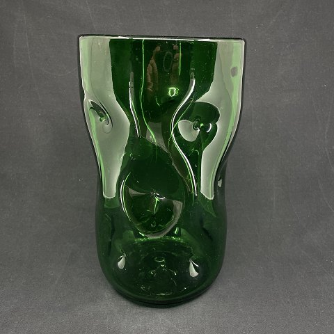 Høj grøn glasvase fra Hadeland