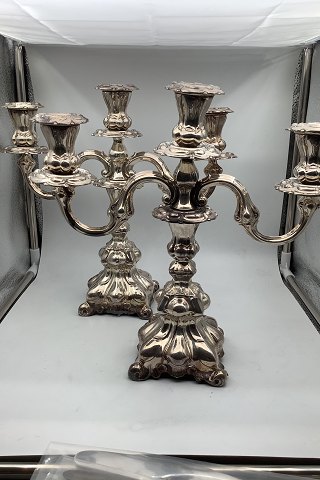 Pair of Danish 3-Armed Candelabras in Silver