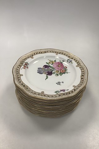 Set på 8 Royal Copenhagen Flora Danica Plates with flowers No 213/3584