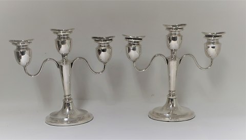 Toxvärd. Silver 3-armed candlesticks (925). A pair. Height 19 cm.