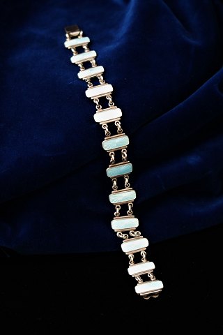 Old bracelet in sterling silver & light blue enamel. Length:17cm. 
Stamped:V.S. 
(V. Seerup 1893-1937)