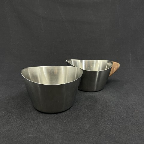 Modern Danish sugar and cream set in steel