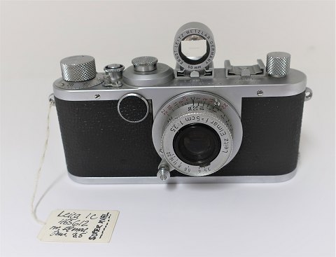 Leica kamera. Model 1C. No. 455612. Med objektiv Leitz Elmar f=5 cm 1:3,5.  Meget velholdt.