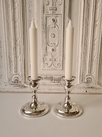 Pair of silver candlesticks on oval feet by Svend Toxværd