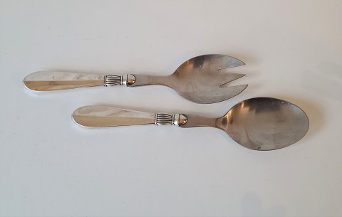 Gråsten salad cutlery in steel and silver