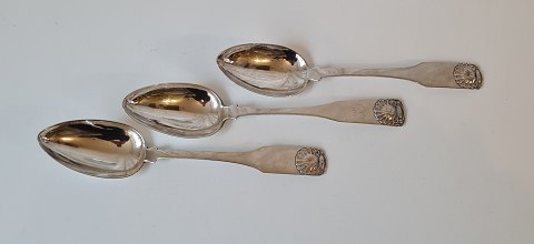 Set of 3 silver spoons with clam pattern - Niels Nielsen 1808-73 Kolding