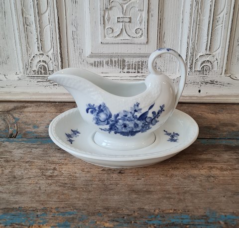 Royal Copenhagen Blue Flower sauce pot on saucer produced between 1894-1900