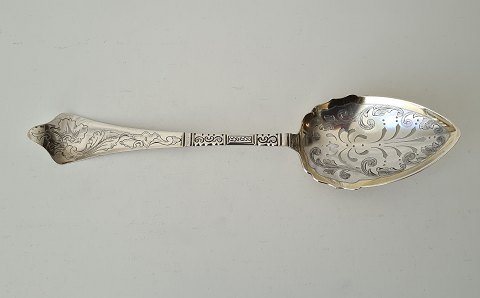 Antique Rococo strawberry spoon in silver from 1909