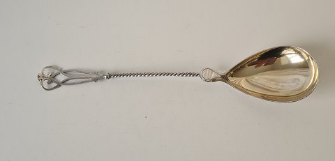 Large silver serving spoon made in New Gothic style from 1883 by J. Grønlund