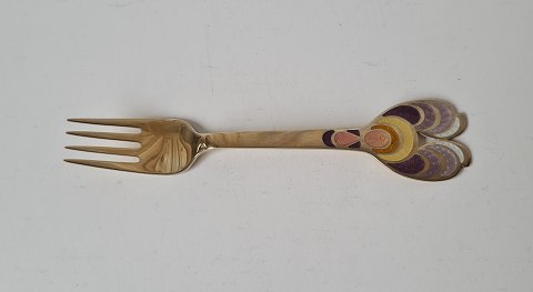 A.Michelsen Christmas fork in gilded sterling silver with enamel 1972