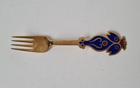 A.Michelsen Christmas fork in gilded sterling silver with enamel 1974