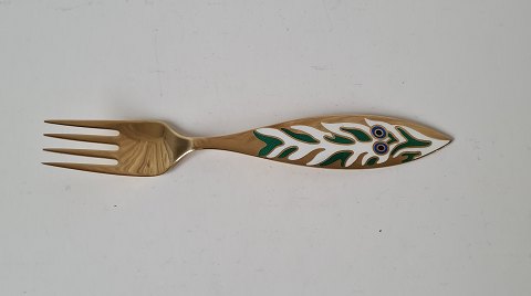 A.Michelsen Christmas fork in gilded sterling silver with enamel 1970