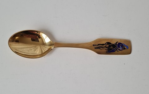 A.Michelsen Christmas spoon in gilded sterling silver with enamel 1966