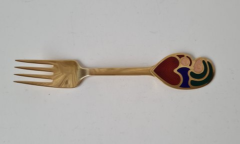 A.Michelsen Christmas fork in gilded sterling silver with enamel 1968