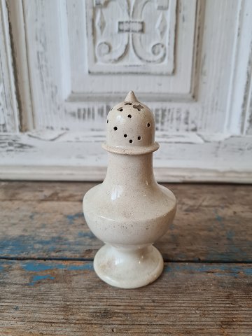 19th century cream colored earthenware salt shaker