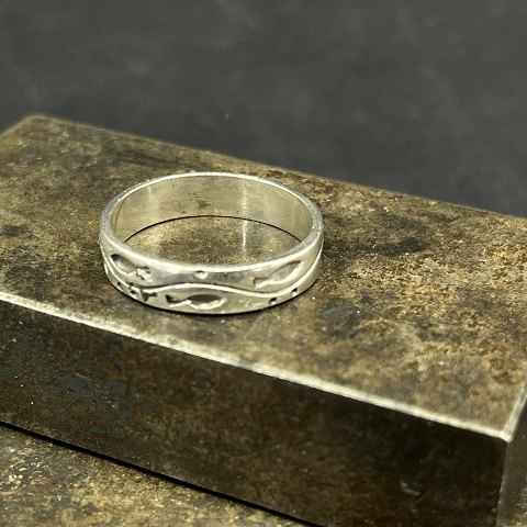 Silver ring with fish