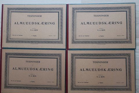 Tegninger til  almueudskæring
Udgivet N. C. Rom Bog og Stentrykkeri
 Bind 1+2+3+4
Sælges samlet som sæt
hard Bach
In very good condition