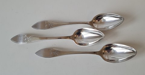 Set of 3 Empire dessert spoons in silver by Hans Christian Ludvig Stilling 
1778-1852 Viborg