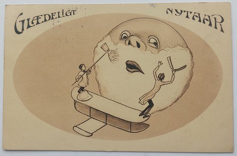 Glædeligt Nytår postkort: En ordentlig barbering 1912