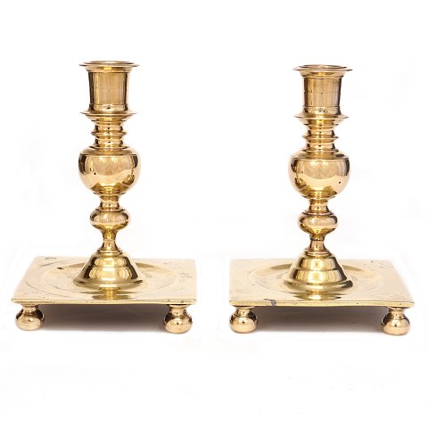 Pair of Baroque brass candlesticks Denmark circa 
1740. H: 22cm