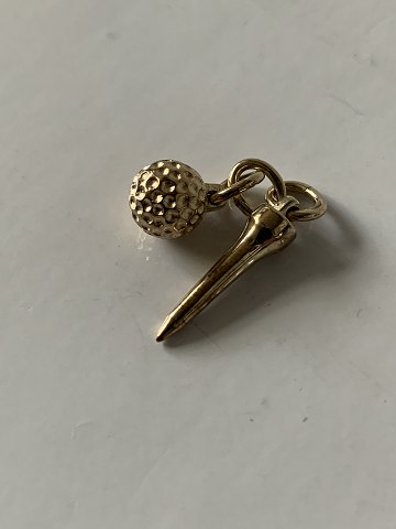 Pendant in gold, shaped like a golf ball and tee, in 8K gold, stamped 333.