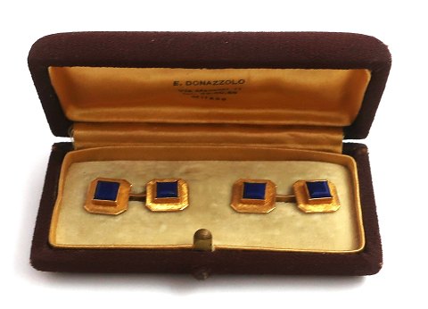 Italian gold cufflinks in 18K with lapis lazuli. Measurements: square approx. 1 
cm.