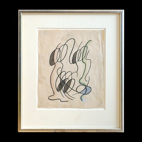 Franciska Clausen, 1899-1986, Aquarell. Organische 
Formen. Signiert und datiert 1952. Lichtmasse: 
16x27cm. With frame: 26x37cm