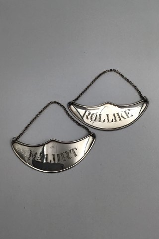 Danish Silver Decanter Tags (2) Malurt / Røllike