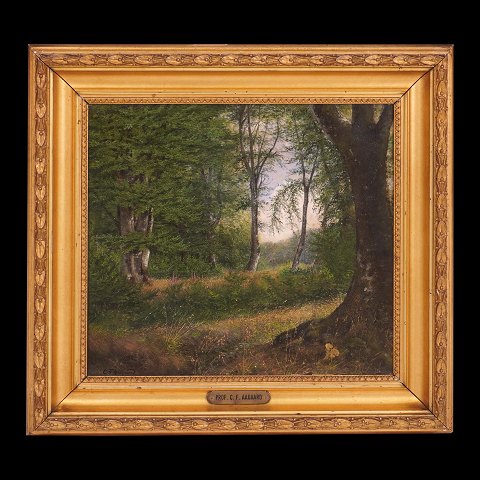 C. F. Aagaard, 183-95, oil on canvas. Danish 
Landscape signed Aagaard. Visible size: 26x29cm. 
With frame: 37x40cm