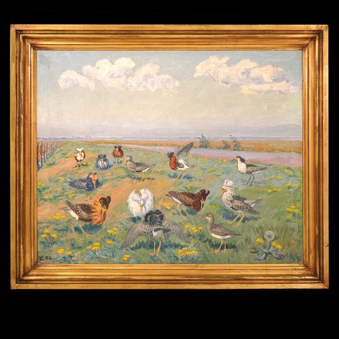 Johannes Larsen, 1867- 1961, oil on canvas. Signed 
and dated 1946. Visible size: 79x98cm. With frame: 
98x117cm