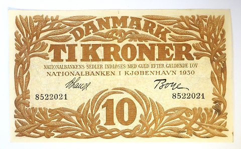 Danmark. Pengeseddel 10 kr 1930.