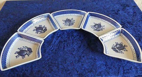 Trankebar Danish faience porcelain, set of 5 bowls No1195 for Cabaret dish