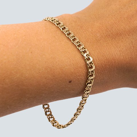 Bismarckarmbånd i 14 kt. guld, b. 5 mm