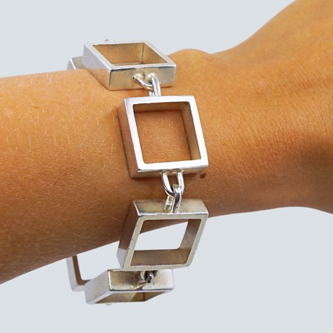 Hans Hansen; A bracelet of sterling silver, with squares