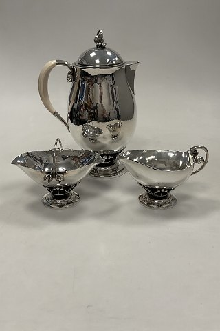Georg Jensen Sterling Sølv Stor Kaffekande, sukkerskål og flødekande No. 235