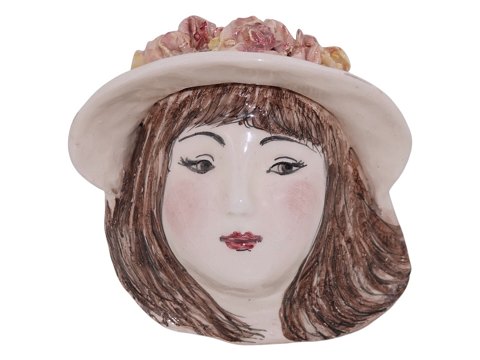 Doreen Middelboe art potteryWall-hanged lady with flower hat figurine