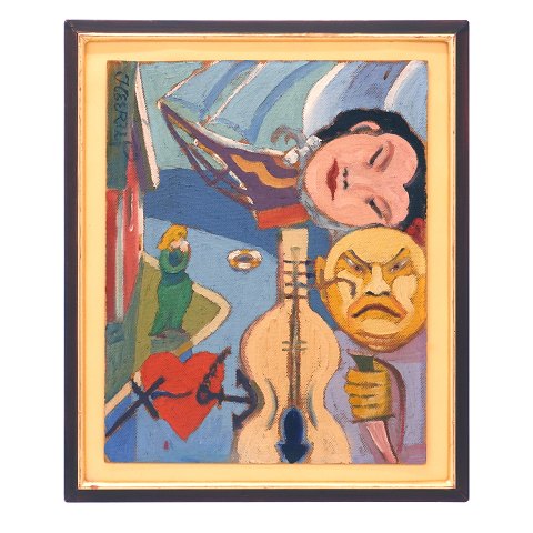 Henry Heerup, 1907-93, oil on board. Signed Heerup. Visible size: 50x41cm. With frame: 62x51cm