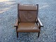 Chair with ottoman in oak with brown leather Getama Møbelfarik designed by Hans 
Wegner 5000 m2 showroom