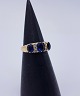 14k guldring m. safirer og diamanter. Str. 55