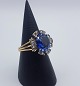 18k guldring m. safir og diamanter. Str. 59