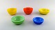 Sven Palmqvist for Orrefors. Set of 5 "Colora" bowls in art glass.
