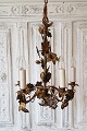 19th century French five-arm chandelier decorated with flowers and leaves
