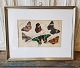 1800s hand-colored print with butterflies in beautiful silver frame.